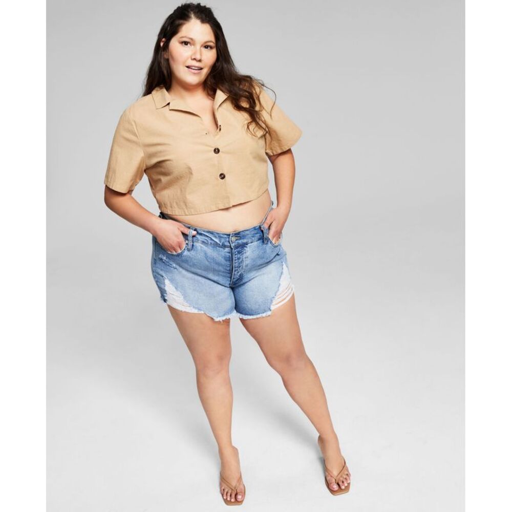 And Now This Now This Trendy Plus Size Camp Shirt